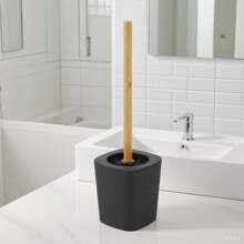 A Bamboo Wood Long-Handled Toilet Brush, No Dead Ends, Household Toilet Toilet, Toilet Squatting Pit, Cleaning Toilet Set, Artifact - Black - View 8