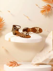 Latin Dance Shoes Girls Low-Heeled Practice Dancing Sandals Ballroom Dance Shoes Social Dance Beginners