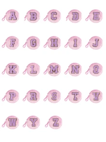 毛绒圆形零钱包，紫色毛巾刺绣首字母 A-Z，手拿绳零钱包，迷你钥匙扣钱包，女士证件包，零钱包，迷你钥匙包，口红化妆包，耳机收纳包，小巧便携，适合送给家人、朋友和同学的节日礼物，生日礼物，返校礼物（26 个字母可供选择） - 粉色 - 查看 2