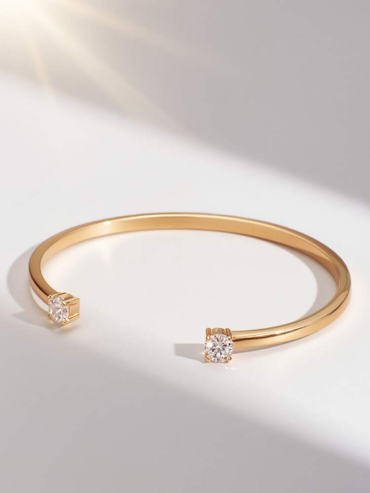 Charm-In Rose Gold Color Zirconia Inlaid Bangle, Jewelry Gift For Mother's Day - Rose Gold - View 1