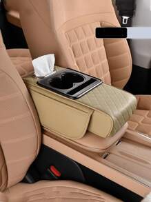 1 件装通用仿皮汽车扶手垫，带纸巾盒、杯架和储物袋 - 四合一舒适耐用汽车中控台保护套 - 彩色 - 查看 12