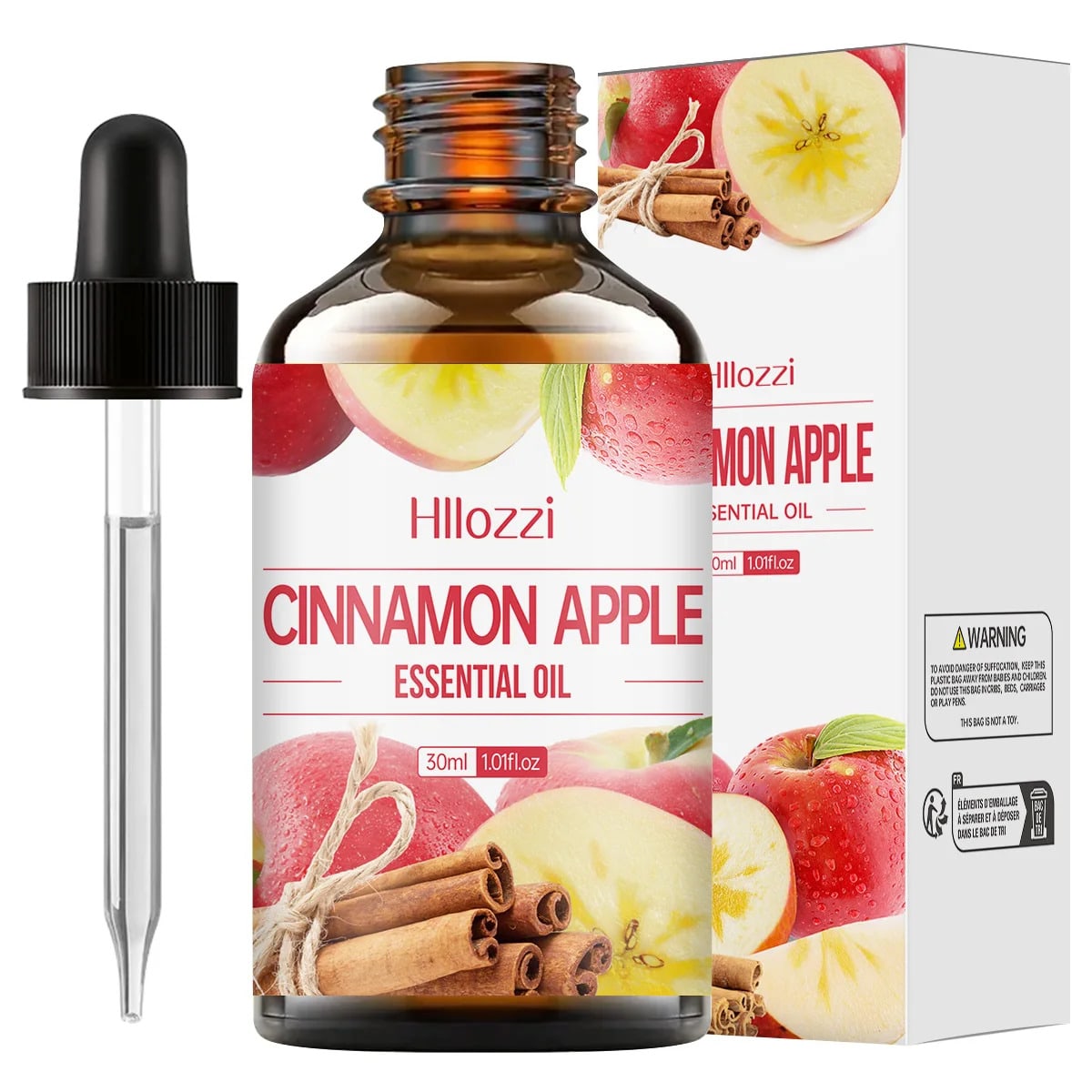 Apple Cinnamon Essential Oil 30ml/1.01fl.Oz Autumn Fragrance Oil, Suitable For Diffusers, Humidifiers, Home Care, Household Cleaning, Hotel Aromatherapy, Soap Making, Candle Making, Long-Lasting Fragrance