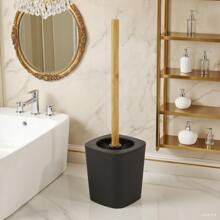 A Bamboo Wood Long-Handled Toilet Brush, No Dead Ends, Household Toilet Toilet, Toilet Squatting Pit, Cleaning Toilet Set, Artifact - Black - View 3