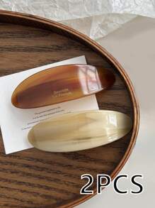 5pcs/1pc Acrylic Flat Oval 9.8cm Hair Clips, Fashion Hair Accessories, Ponytail Clips, Minimalist Hair Barrettes, Suitable For Short Fluffy Hair, Daily Wear, Holiday Gift, Head Accessories - Multicolor - View 15