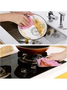 5pcs Random Color Super Absorbent Microfiber Kitchen Dish Cloth High-Efficiency Tableware Household Cleaning Towel,Kitchen,Bathroom,Home,Household Suppliers