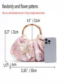 1pc Colorful PVC Sequin Patched Mesh Floral Embroidery Cloud Decor Foldable Linen Beach Tote Bag, Fashionable Unique Design For Women, Suitable For Summer Beach Holiday (Floral Pattern Random), Sparkling Sequin Bags Ladies Elegant - Pink - View 3