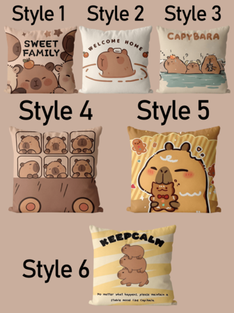 卡通水豚枕套，可爱水豚图案，客厅卧室枕套，靠垫套，午睡枕套，精美生日礼物