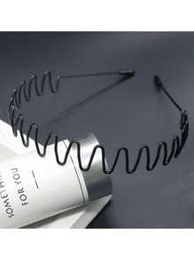 1件男女通用光滑后梳发带，户外运动时尚双马尾发带/永不掉漆金属头扣夹，适合男士长发、辫子和其他发型 - 大波浪休闲头饰、发带、发箍发箍发饰