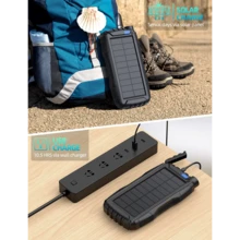 SUNVEZA Power-Bank-Solar-Charger - 36800mAh Portable Charger,Solar Power Bank,External Battery Pack 5V3.1A Qc 3.0 Fast Charger Built-In Super Bright Flashlight (Orange) - 深黑色 - 查看 4