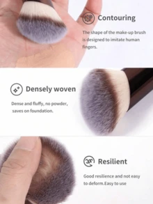 1pc Professional Basic Makeup Brush Set, Angled Design Cosmetic Brushes With Soft Bristles, Convenient For Carrying And Travel Use - Coffee Brown - View 7