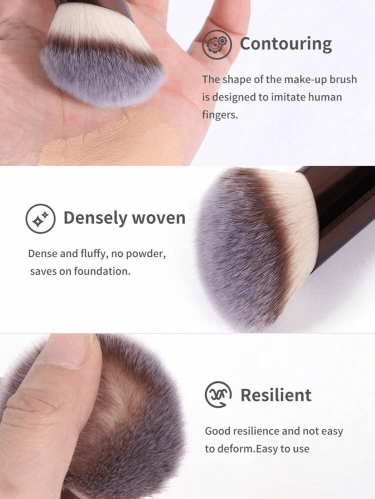 1pc Professional Basic Makeup Brush Set, Angled Design Cosmetic Brushes With Soft Bristles, Convenient For Carrying And Travel Use - Coffee Brown - View 7
