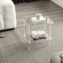 3-Tier Acrylic High Edge Desk - Small Space End Table - Transparent Bedside Lamp, Suitable For Living Room, Bedroom, Hallway