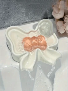 1 Piece Nordic Style Bow Shape Toothbrush Holder, Electric Toothbrush Holder, Cosmetic Storage Rack, Toothbrush Storage Box, Soap Dish, Home Desktop Decorative Holder, Aesthetic Room Decor, Home Decor, Space Saving Organization, Kitchen, Bathroom, Bedroom Accessories