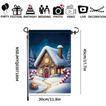 1 pieza Bandera de jardín navideña con Papá Noel y diseños navideños, de 30x45cm, bandera navideña de poliéster de doble cara con Papá Noel, hombre de jengibre, reno, muñeco de nieve, cachorro, para decoración navideña de patio, porche, jardín, hogar, sin asta