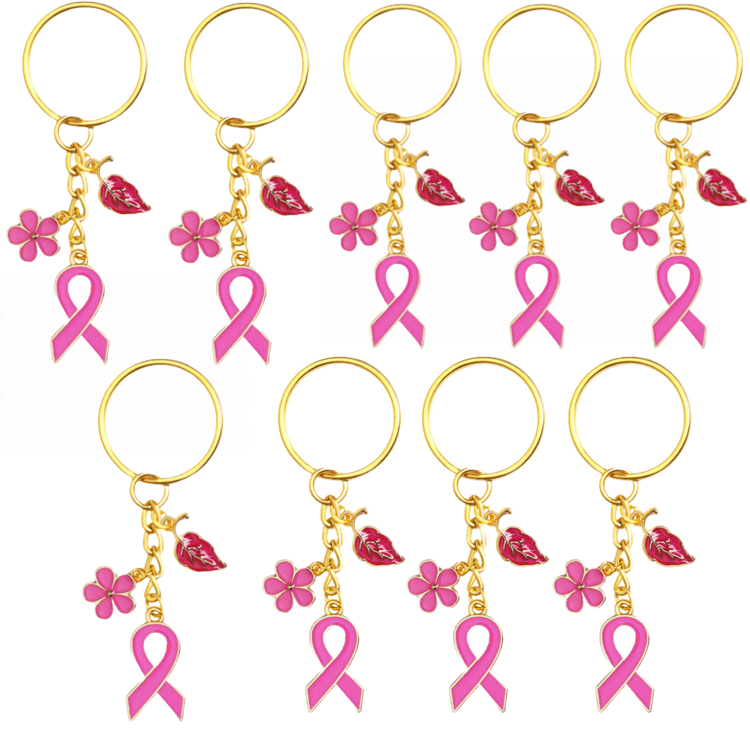 20 件乳腺癌促销配件套装，乳腺癌女性的励志产品，粉色乳腺癌装饰，丝带胸针，配有透明网袋和贺卡，为女性爱情和友谊派对提供支持的礼物，钥匙扣汽车配件包饰背包，适合学校万圣节配饰教师节圣诞节 - 彩色 - 查看 13