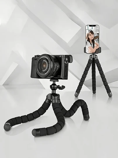 8 脚三脚架、通用懒人手机支架、便携式相机三脚架、灵活迷你手机 360° 旋转三脚架、海绵章鱼三脚架支架、多功能通用手机支架