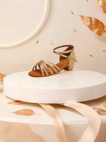 Latin Dance Shoes Girls Low-Heeled Practice Dancing Sandals Ballroom Dance Shoes Social Dance Beginners