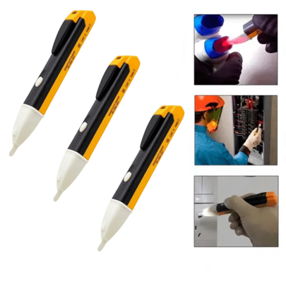Kit 3 Canetas Digital Detectora De Tensão Energia Com Efeito Sonoro Sem Fio Multímetro Digital