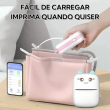 Mini Impressora Térmica Portátil de Bolso Bluetooth Sem Fio – Leve e Fácil de Usar - Branco - Visão 6