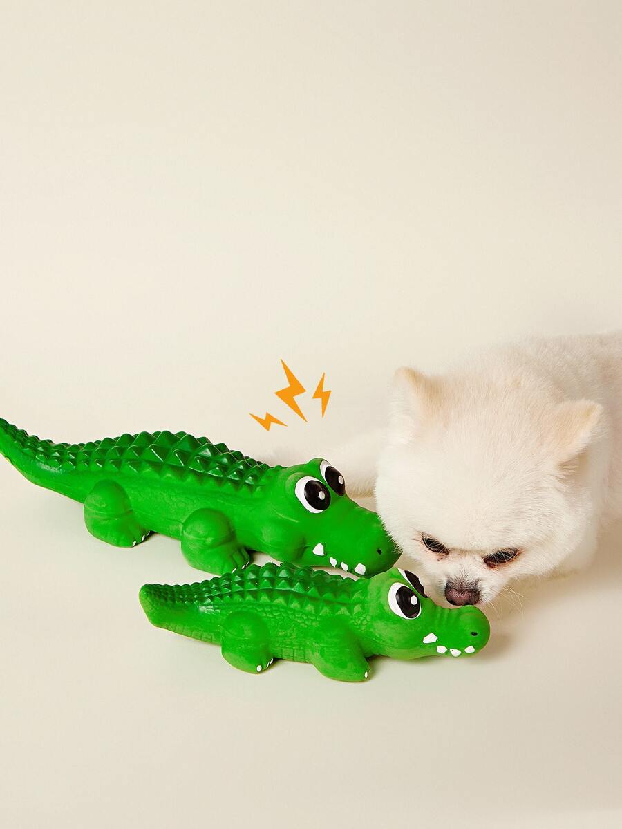 PETSIN Latex Squeak Crocodile-Shaped Dog Toy For Boredom Relief & Teeth Grinding, For Small/Medium/Large Pets, Natural Material - Multicolor - View 1