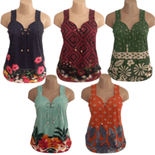 Kit 2 Women's Printed Plus Summer Tank Tops With Garter Belt - Các loại - Xem 1