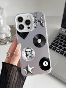 1pc Heart & Star Record Pattern Creative Personalized Phone Case, Suitable As Gift For Boyfriend, Friend, Girlfriend, Family, Brother, Coworker, Younger Sibling, Couple, Classmate, Teacher, Birthday, Holiday, White Matte Soft Full Protection Anti-Dust Waterproof Case Compatible With IPhone 13/16/15/14/13/12/11/Pro/ProMax/X/XR/XS/XSMAX/7/8/PLUS, /Redmi/OPPO/Vivo/Honor - Multicolor - View 2