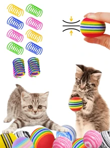 4/16 PCS Of Cat And Dog Chewing And Chasing Spring Toys, About 5cm, Sturdy And Bite-Resistant, Fun And Interesting To Enhance Relationships With Pets, Suitable For Indoor And Outdoor Pet Toy Supplies