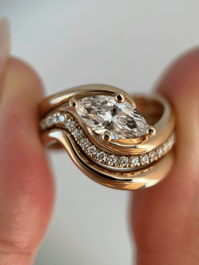 3pcs/Set Unique Luxury S925 Sterling Silver 1CT Marquise Cut Ring Set, Women's Jewelry Accessories For Party, Wedding