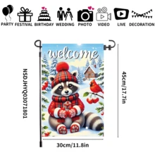 1 pieza Bandera de jardín navideña con Papá Noel y diseños navideños, de 30x45cm, bandera navideña de poliéster de doble cara con Papá Noel, hombre de jengibre, reno, muñeco de nieve, cachorro, para decoración navideña de patio, porche, jardín, hogar, sin asta