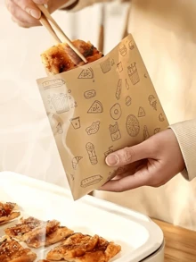 50/100个牛皮纸三明治袋，防油一次性食品袋，适用于汉堡、甜点、炸鸡 | 防漏零食包装，适用于派对、餐饮、餐车 | 婚礼、生日 | 返校季 - 彩色 - 查看 5