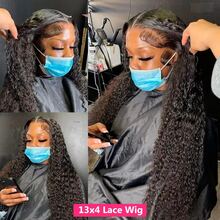 bling hair Peluca de cabello humano con ondas profundas, 13x6, HD, con encaje frontal, 180 % transparente, 13x4, con cierre de encaje 4x4 para mujer. - Natural Black - Ver 8