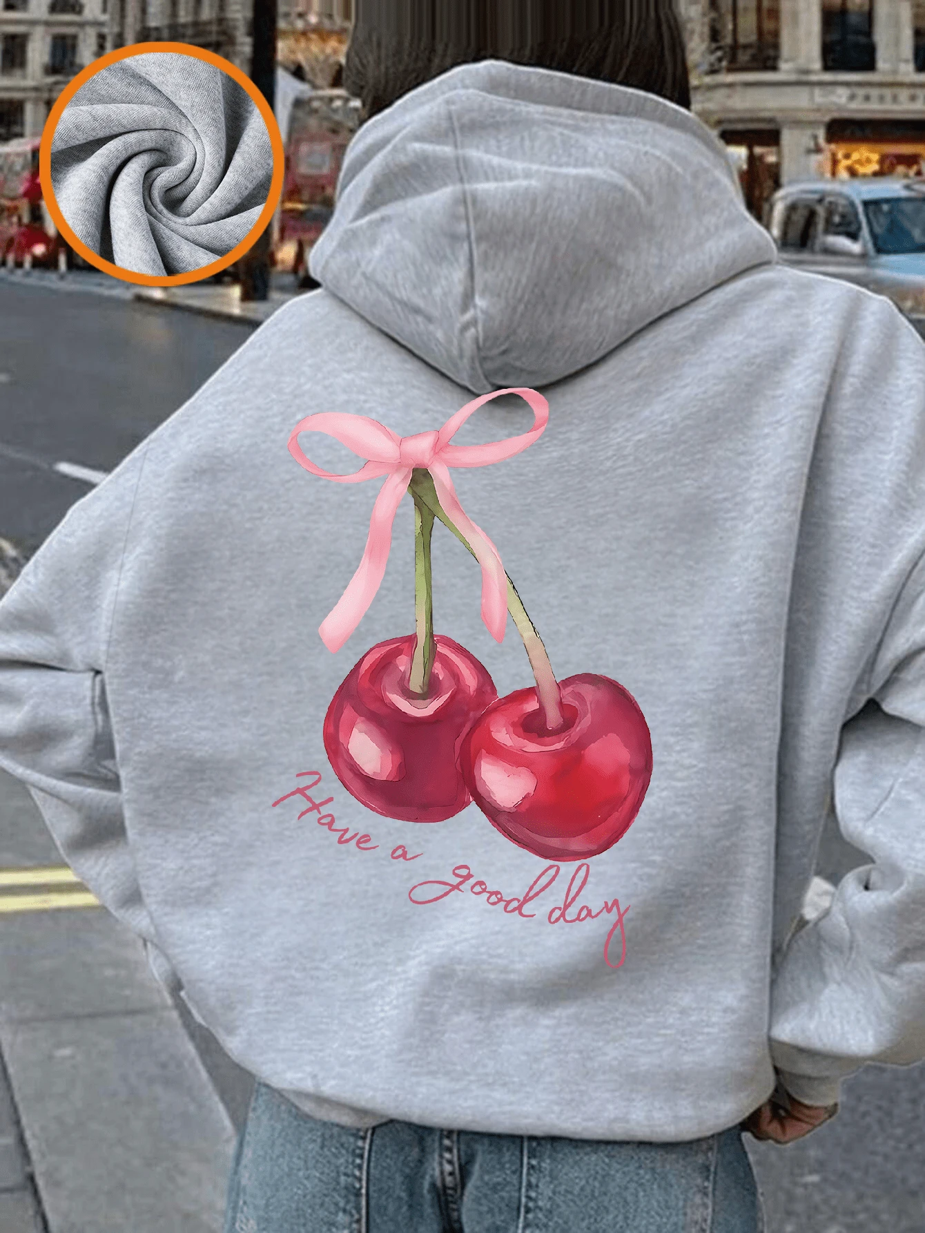 1pc Tween Girls Casual Cherry Print Pullover Hoodie Sweatshirt, Soft & Comfortable, Warm Thermal Lined, Suitable For Autumn/Winter
