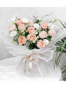 20 Sheets Luxury Gold Foil Edge Flower Wrapping Paper - Waterproof Bouquet Wrap, Premium Wedding Gift Packaging, Reusable Aesthetic Floral Craft Paper 22.8x22.8 Inches, Autumn And Winter Florist Supplies, DIY Gift Box Decor,Christmas Decor