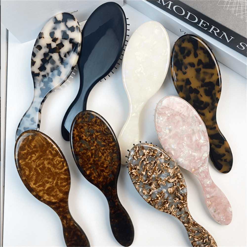 Retro Tortoiseshell Pattern Acetate Comb: Multi-Color Pattern Design, High-Quality Board Texture, Smooth Teeth That Won't Damage Hair, Suitable For Daily Care And Carrying When Going Out, Full Of Retro Atmosphere