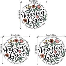 1pc Amazing Grace Floral Iron-On Heat Transfer Decals For DIY Clothing - Washable Vinyl Stickers For T-Shirts, Jeans, Masks, Backpacks - Inspirational Christian Bible Quotes Design, Mixed Colors