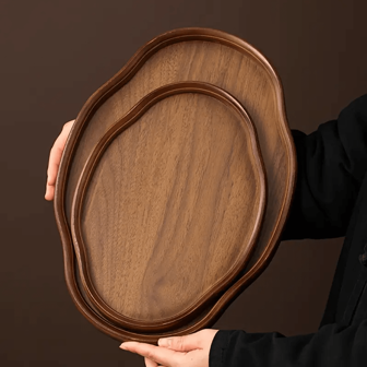 1pc Bamboo & Wood Decorative Tray - Vintage Style Asymmetrical Shape Tea Serving Tray With Lid, Perfect For Home, Office, Hotel, Or Gift Decor, Ideal For Living Room, Bedroom, Or Tea Parties, Tea Party Accessory | Decorative Tray | Bamboo Material, Tea Tray