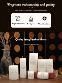 1 pièce Bougie colonne de style européen classique blanche ivoire, bougie romantique sans fumée pour la maison/le mariage/l'hôtel