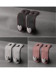 2 件汽车座椅挂钩，创意时尚心形高端挂钩，汽车支架，后座收纳袋，汽车夹，内饰配件，手提包，钱包，夹克，汽车储物架 - 彩色 - 查看 1