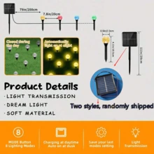 20pcs Solar Powered Garden Crystal Lights, Outdoor Lawn Lamps With 8 Lighting Modes, Automatically Turn On At Night And Off During The Day, Suitable For Summer, Camping, Christmas, Wedding, Party, Path Decoration - Multiple Specifications - View 3