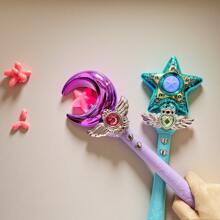 Baghetă magică în formă de lună și stea cu efecte luminoase și sonore, recuzită magică, potrivită pentru petrecere de ziua de naștere, adunări de sărbători, jocuri de rol și alte ocazii, hobby, colecție, articole de petrecere, Halloween, Crăciun