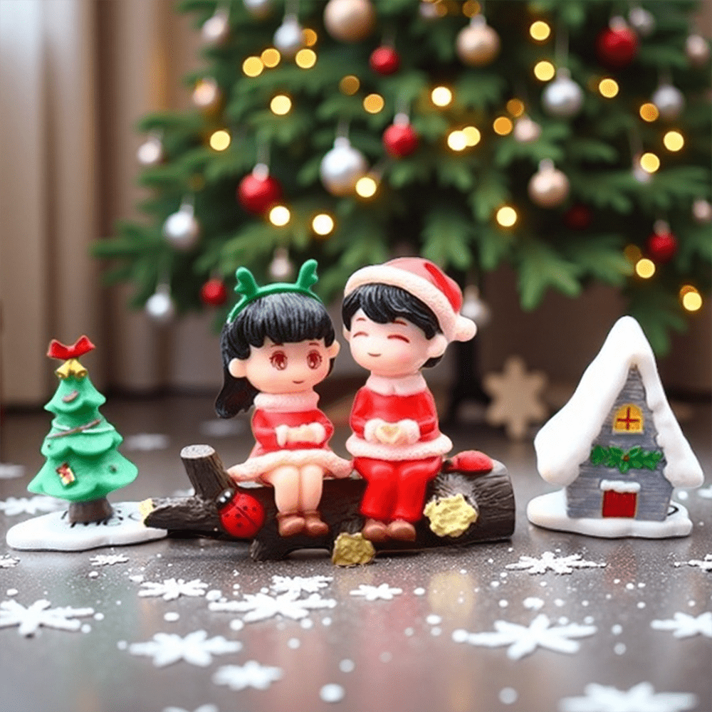 Mini Resin Cute Couple Car Ornament, Car Interior Decoration, Desktop Decoration, Christmas Decoration, Party And Holiday Gifts.
