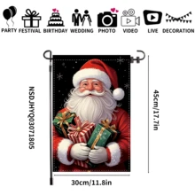 1 pieza Bandera de jardín navideña con Papá Noel y diseños navideños, de 30x45cm, bandera navideña de poliéster de doble cara con Papá Noel, hombre de jengibre, reno, muñeco de nieve, cachorro, para decoración navideña de patio, porche, jardín, hogar, sin asta