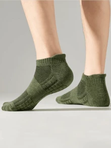 1/2/5双装 时尚耳形字母男女通用休闲篮球袜，毛巾布袜底，透气吸湿，防臭，多功能低帮运动休闲袜 - 彩色 - 查看 3