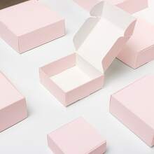 50pcs Square Kraft Paper Gift Boxes - Pink, Black, White, Brown, Suitable For Jewelry And Soap, Applicable For Wedding, Birthday, Graduation, Christmas, Valentine's Day, Mother's Day, Etc. - Multiple Sizes Available - Multicolor - View 6