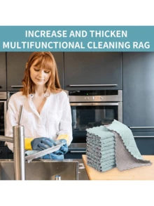 5pcs Random Color Super Absorbent Microfiber Kitchen Dish Cloth High-Efficiency Tableware Household Cleaning Towel,Kitchen,Bathroom,Home,Household Suppliers