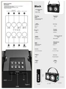 16W 双扬声器蓝牙音箱，配备 2 个无线麦克风 - 清晰的立体声和强劲的低音，2400mAh 长效电池，便携式无线音箱，是家庭聚会、户外探险（露营、徒步、海滩）、旅行、卡拉 OK 娱乐和随时随地免提通话的理想之选。 - A黑色音箱附兩支麥克風 - 查看 11
