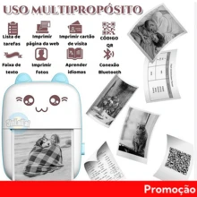 Mini Impressora Térmica Portátil de Bolso Bluetooth Sem Fio – Leve e Fácil de Usar - Branco - Visão 5