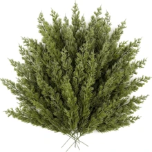 10/20/30/50/100pcs Green Stems, Artificial Pine Stems, Fake Snow Pine Branches For Vases, Fake Plants, Fake Pine Branches For Garland Wreath Trees, DIY Christmas Decorations, Room Decorations, Christmas, Valentine's Day, Birthday Gifts, Graduation Ceremony Home Decor