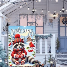 1 pieza Bandera de jardín navideña con Papá Noel y diseños navideños, de 30x45cm, bandera navideña de poliéster de doble cara con Papá Noel, hombre de jengibre, reno, muñeco de nieve, cachorro, para decoración navideña de patio, porche, jardín, hogar, sin asta