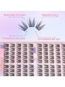 100簇自粘假睫毛，蓬松预粘睫毛，11-13毫米混合装，无需胶水，单根假睫毛，可重复使用，持久耐用，自粘式，DIY假睫毛嫁接，自然纤细，C型卷翘，无需胶水，无需卸妆，假睫毛，送给女性和女孩的礼物，单根假睫毛，佩戴舒适，不刺激皮肤。 - C - 查看 5